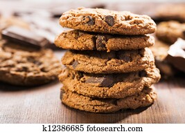 עוגיות, עם, שוקולד