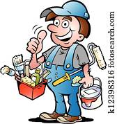 צייר, handyman,, לתת, בוהן