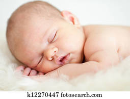תינוק של יילוד, ילדה, לישון, ב, שלה, בטן