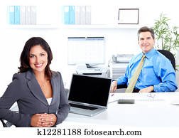 女商人, 由于, 膝上型, computer.