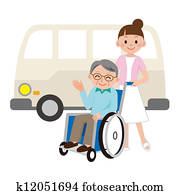 年配の男性たち, そして, 若い, 看護婦