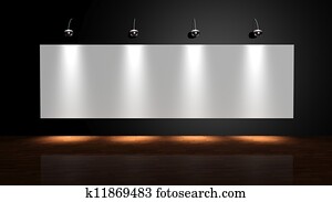 白色, 帆布, 在上, 墙壁, 在中, the, 画廊