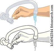 ２ ハンドル クロム 蛇口 たたきつける水 クリップアート K3659 Fotosearch