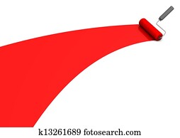 ペンキ ローラー 赤 イラストレーション 932 ペンキ ローラー 赤 ストックアート Fotosearch