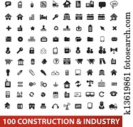 100, architecture,, בניה, &, תעשיה, איקונים, set,, וקטור