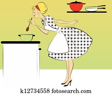 1950s housewife cooking dinner 1950s housewife cooking dinner