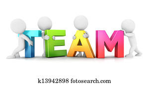 3d, blanco, gente, equipo