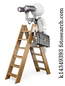 3d, blanco, personas., empresa / negocio, visión, metáfora