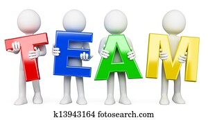 3d, blanco, personas., equipo