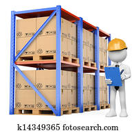 3d, branca, pessoas., armazém, gerente