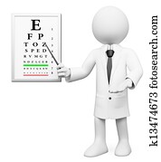 3d, branca, pessoas., optometrist, oculista