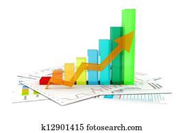 3d business graph and documents 3d business graph and documents