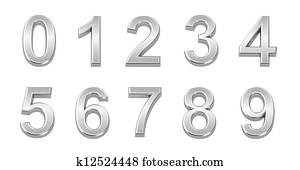 3D chrome numbers set from 0 to 9 3D chrome numbers set from 0 to 9