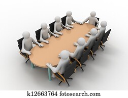 3d, hombre de negocios, en, reunión