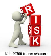 3d, homem, colocar, risco, cubos