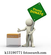 3d man and donation box 3d man and donation box