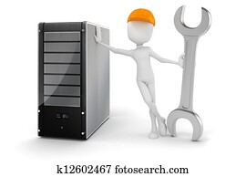 3d man and server, hardware maintenance 3d man and server, hardware maintenance