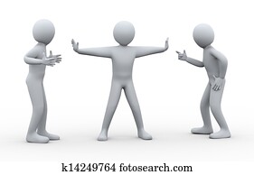 3d man between fighting people 3d man between fighting people