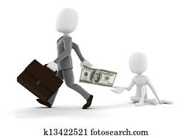 3d man businessman giving some money to a poor guy 3d man businessman giving some money to a poor guy