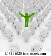 3d man crowd business organization
