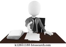 3d, mann, geschäftsmann, hand erschütterung, schreibtisch