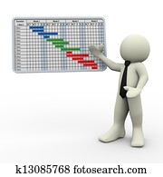 3d, mann, und, projekt, gantt, tabelle