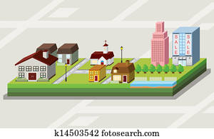 Our Town with Lovely House Icons (h Clipart | k16225321 | Fotosearch