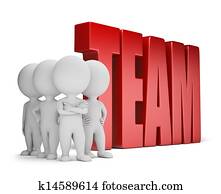 3d, pequeno, pessoas, -, confiança, equipe
