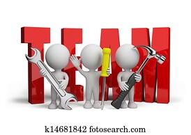 3d person team of repairmen