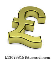 3D Pound Sterling currency sign isolated on white