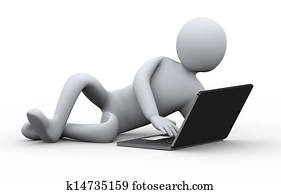 3d relaxed man working on laptop 3d relaxed man working on laptop
