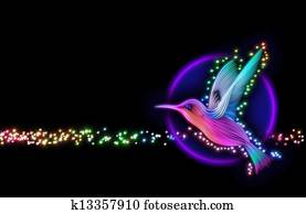 3d render of colibri bird - hummingbird with stars 3d render of colibri bird - hummingbird with stars