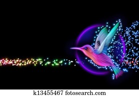 3d render of colibri bird - hummingbird with stars 3d render of colibri bird - hummingbird with stars