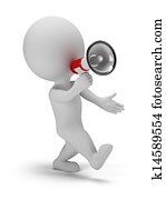 3d small people - call through a megaphone 3d small people - call through a megaphone