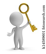 3d small people - golden key