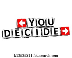 3d, u, beslissen, knoop, klikken hier, blok, tekst