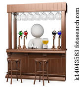 3d, weiß, leute., holz, kneipe