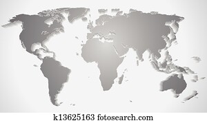 3d, wereldkaart, silhouette., vector, grafiek