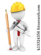 3d white people architect 3d white people architect