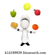 3d white people as chef with fruits 3d white people as chef with fruits