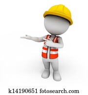 3d white people as road worker 3d white people as road worker