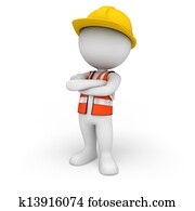3d white people as road worker 3d white people as road worker