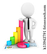 3d white people bar and pie charts 3d white people bar and pie charts