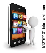 3d white people chooses an app 3d white people chooses an app