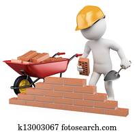 3D white people. Construction worker 3D white people. Construction worker