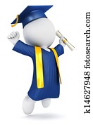 3d white people graduate jumping 3d white people graduate jumping