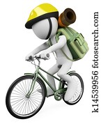 3D white people. Hiker biker 3D white people. Hiker biker