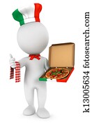 3d white people italian pizza cook 3d white people italian pizza cook