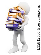 3D white people. Overwhelmed at work