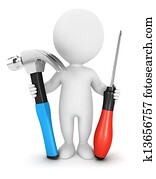 3d white people with tools 3d white people with tools
